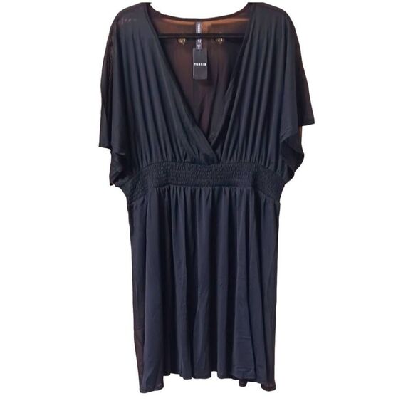 TORRID Plus Size Black mesh retro chic smocked swimsuit cover-up dress 4X - Picture 1 of 16